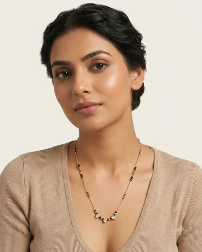 Heart Crystal Black Beaded Mangalsutra