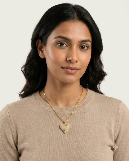 Heart Crystal Gold Pendant Necklace