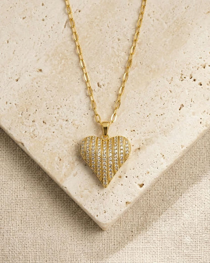 Heart Crystal Gold Pendant Necklace
