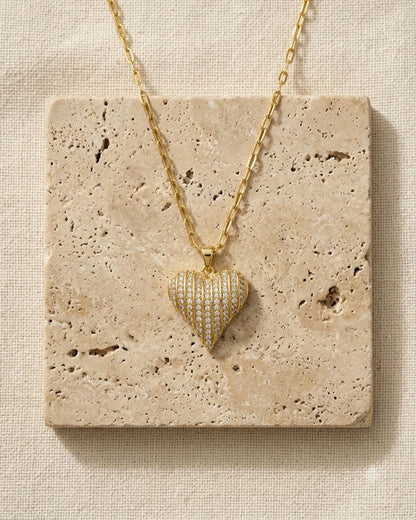 Heart Crystal Gold Pendant Necklace