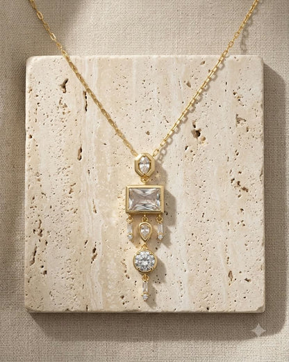 Elegant Geometric Crystal Drop Necklace
