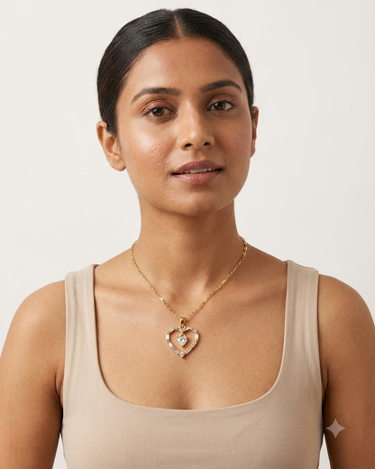 Elegant Heart Crystal Pendant Necklace