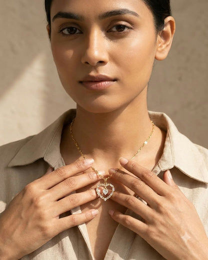Elegant Heart Crystal Pendant Necklace