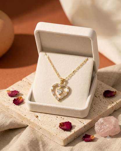 Elegant Heart Crystal Pendant Necklace