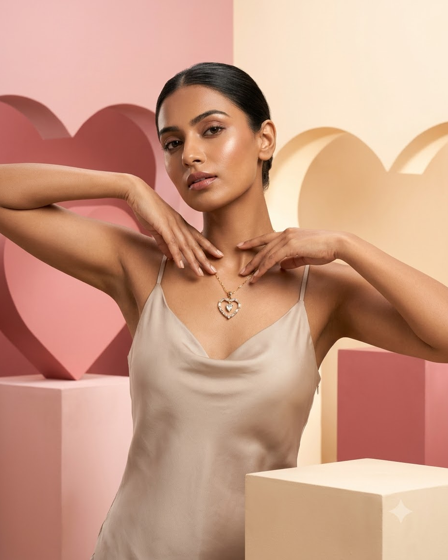 Elegant Heart Crystal Pendant Necklace
