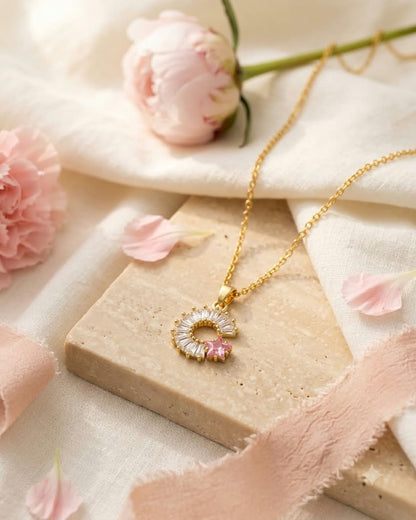 Elegant Crescent Moon & Star Pendant Necklace