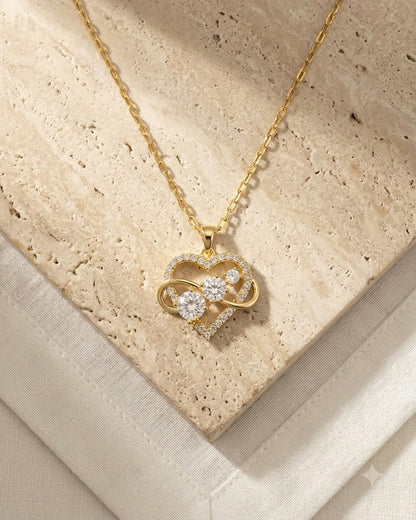 Elegant Heart Crystal Statement Pendant Necklace