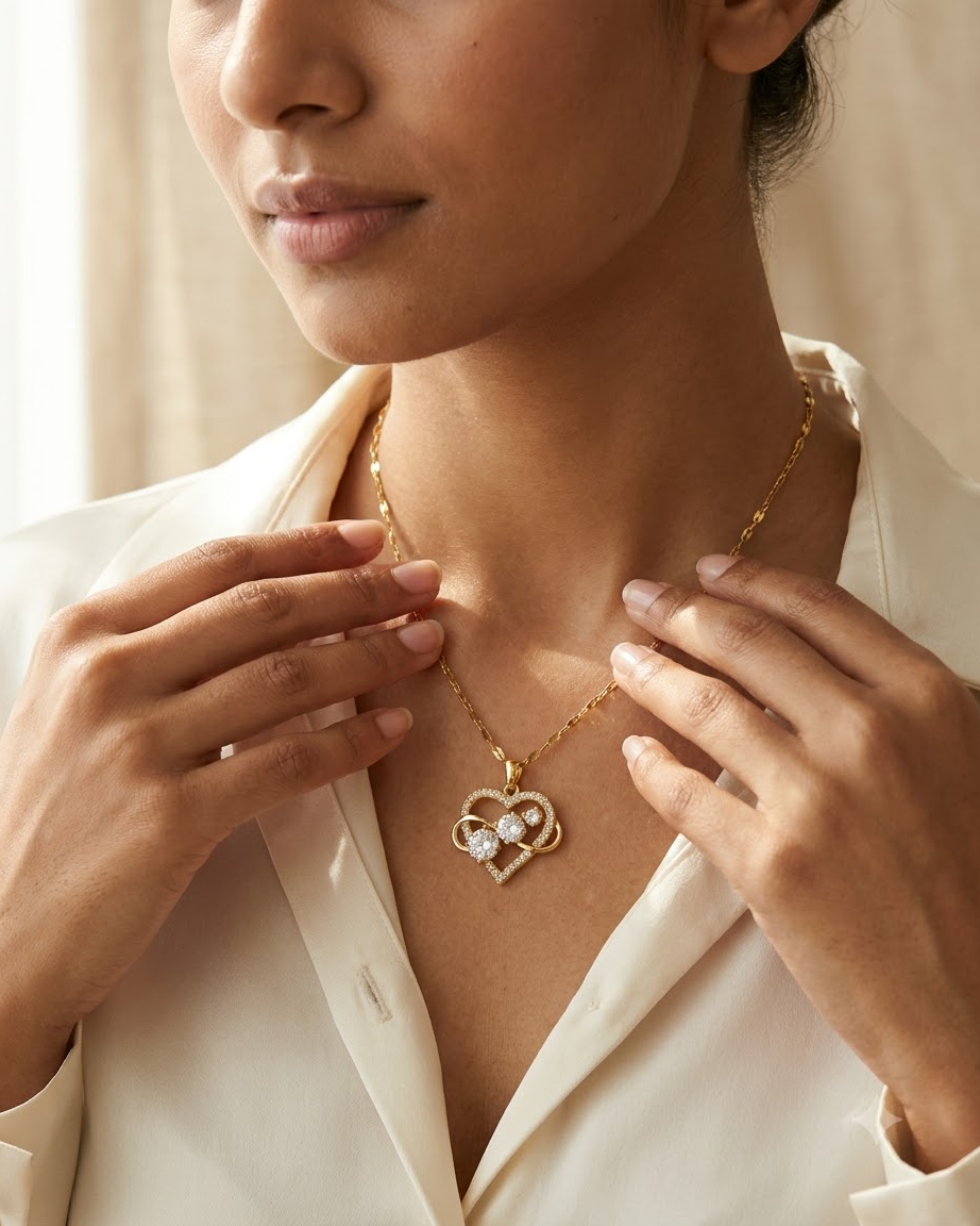 Elegant Heart Crystal Statement Pendant Necklace