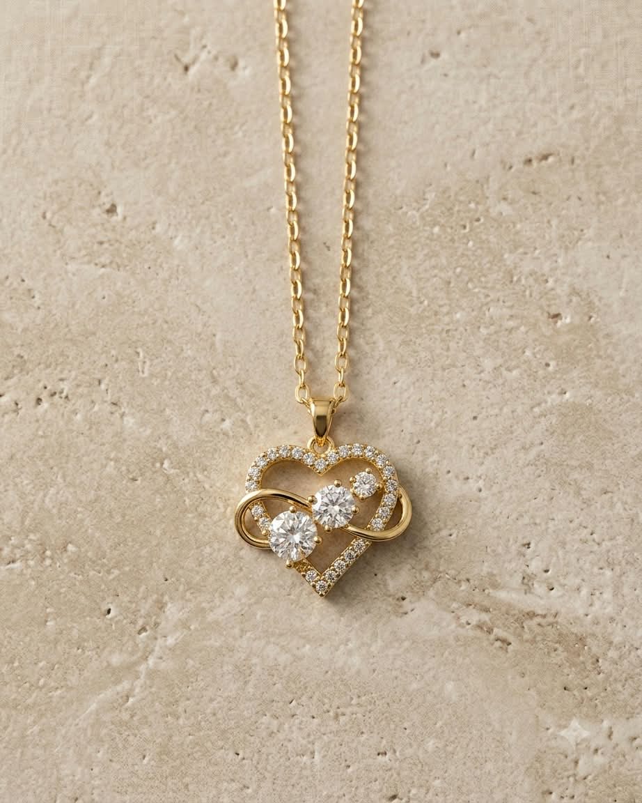 Elegant Heart Crystal Statement Pendant Necklace