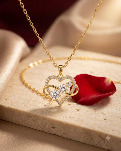 Elegant Heart Crystal Statement Pendant Necklace