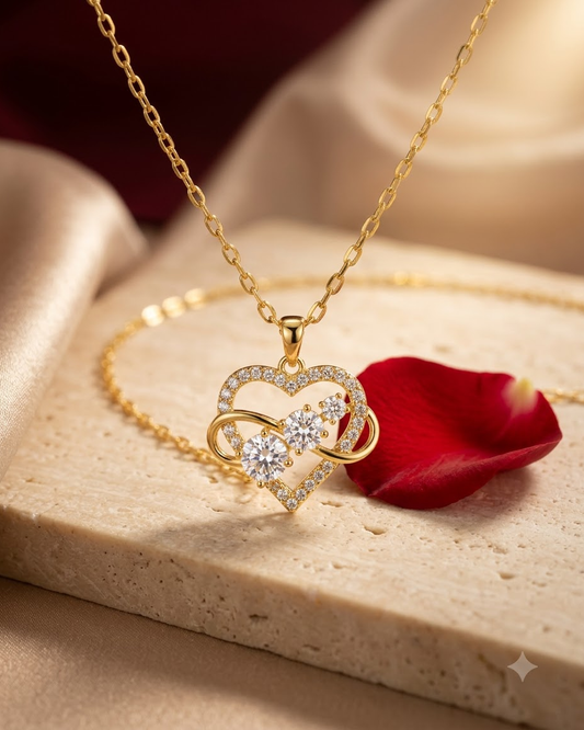 Elegant Heart Crystal Statement Pendant Necklace