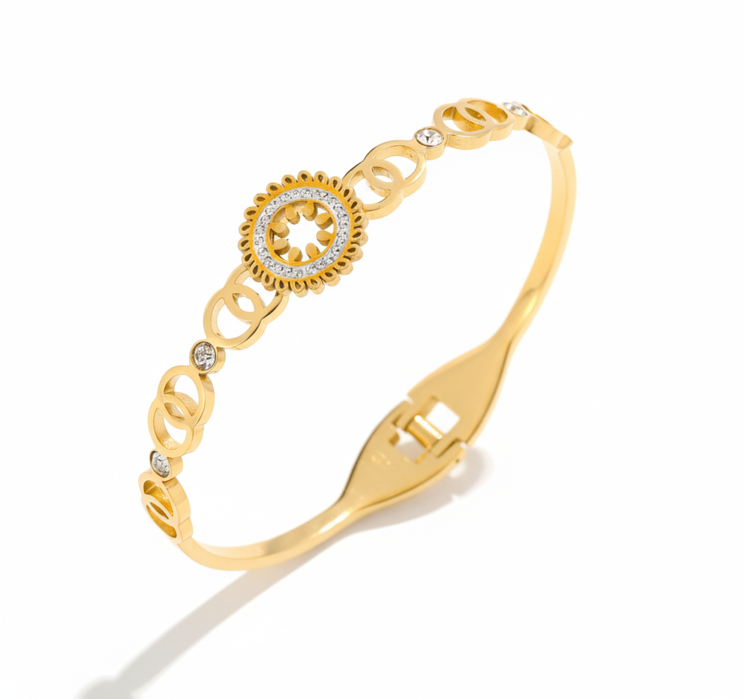 Katrina 18K Gold Plated Bracelet Kada | Artisanal Handmade Jewellery - Artisanal Jewellery