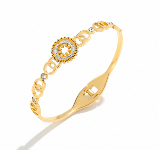 Katrina 18K Gold Plated Bracelet Kada | Artisanal Handmade Jewellery - Artisanal Jewellery