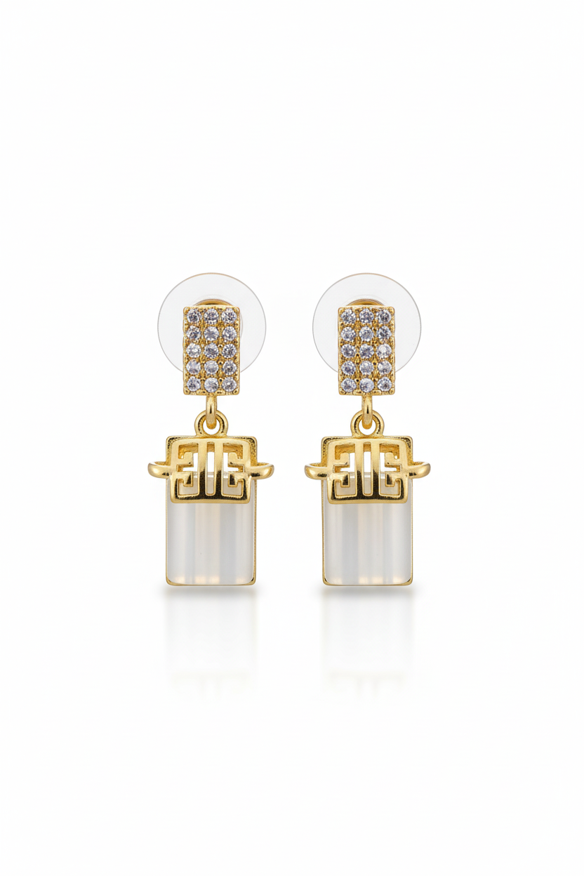 Rectangle Charm 18K Gold-Plated Earrings | Artisanal Handmade Jewellery - Artisanal Jewellery