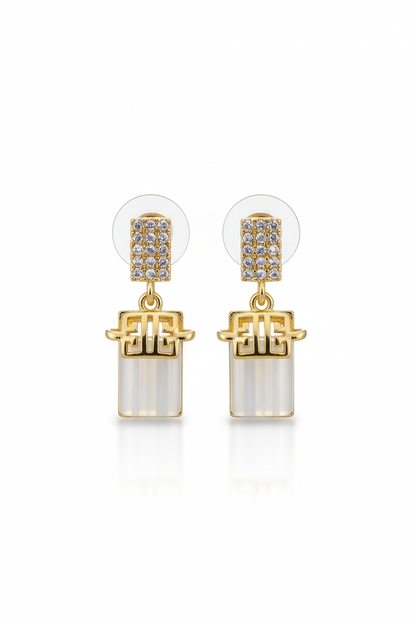 Rectangle Charm 18K Gold-Plated Earrings | Artisanal Handmade Jewellery - Artisanal Jewellery