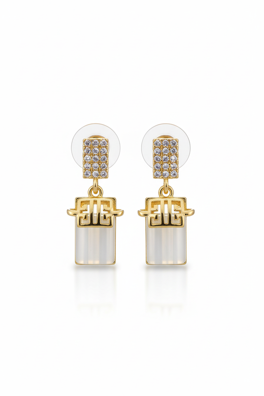 Rectangle Charm 18K Gold-Plated Earrings | Artisanal Handmade Jewellery - Artisanal Jewellery