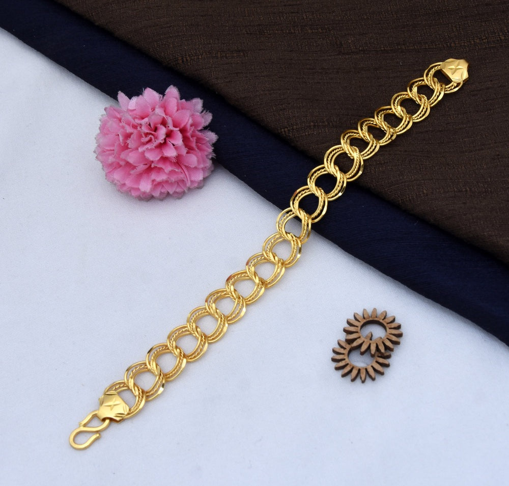 Ring Into Ring Amazing Design Gold Plated Bracelet for Men