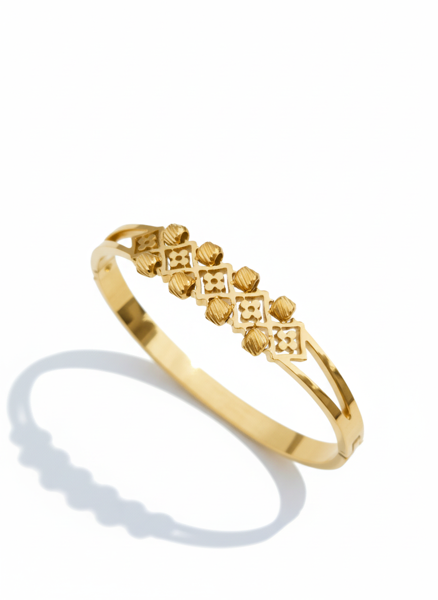 Rohini 18K Gold Plated Bracelet Kada | Artisanal Handmade Jewellery - Artisanal Jewellery