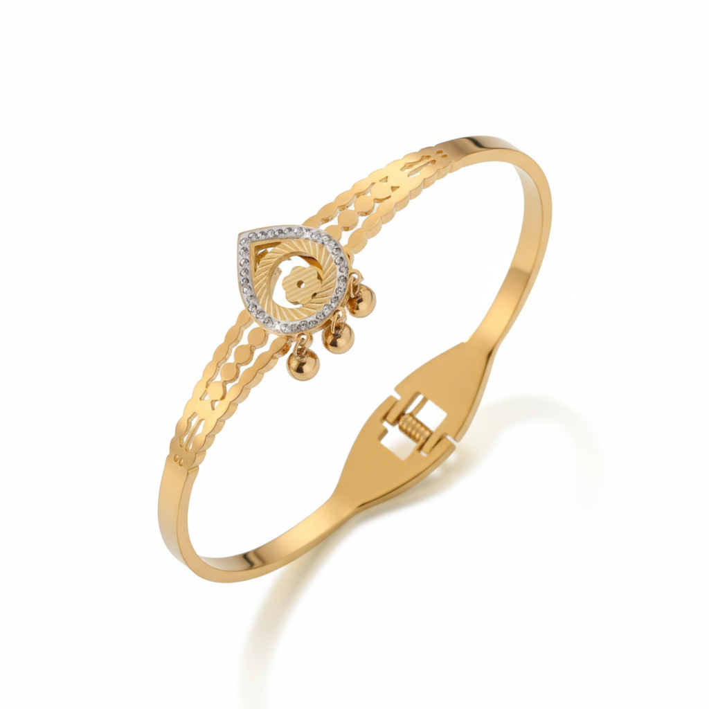 Sakshi 18K Gold Plated Bracelet Kada | Artisanal Handmade Jewellery - Artisanal Jewellery