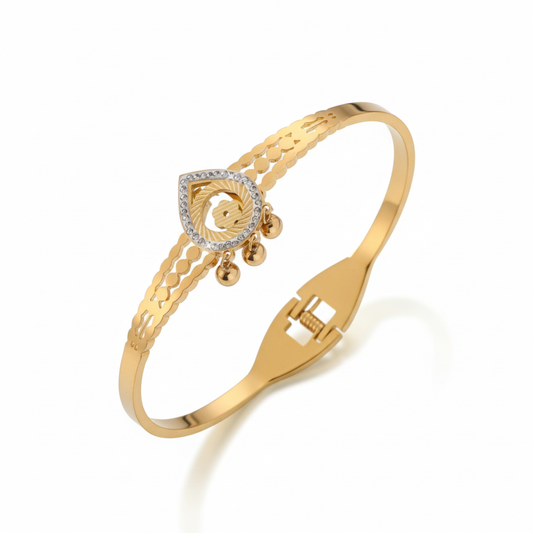 Sakshi 18K Gold Plated Bracelet Kada | Artisanal Handmade Jewellery - Artisanal Jewellery