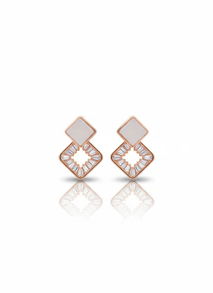 Square Choki Diamond Rose Gold-Plated Earrings | Artisanal Handmade Jewellery - Artisanal Jewellery