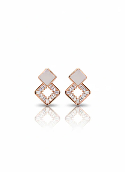Square Choki Diamond Rose Gold-Plated Earrings | Artisanal Handmade Jewellery - Artisanal Jewellery