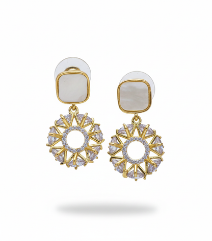 Square Round 18K Gold-Plated Earrings | Artisanal Handmade Jewellery - Artisanal Jewellery