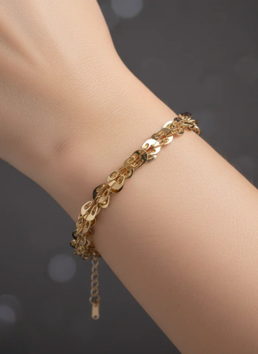 18K Gold-Plated Layered Chain Bracelet for Women | Elegant Daily Wear Jewelry