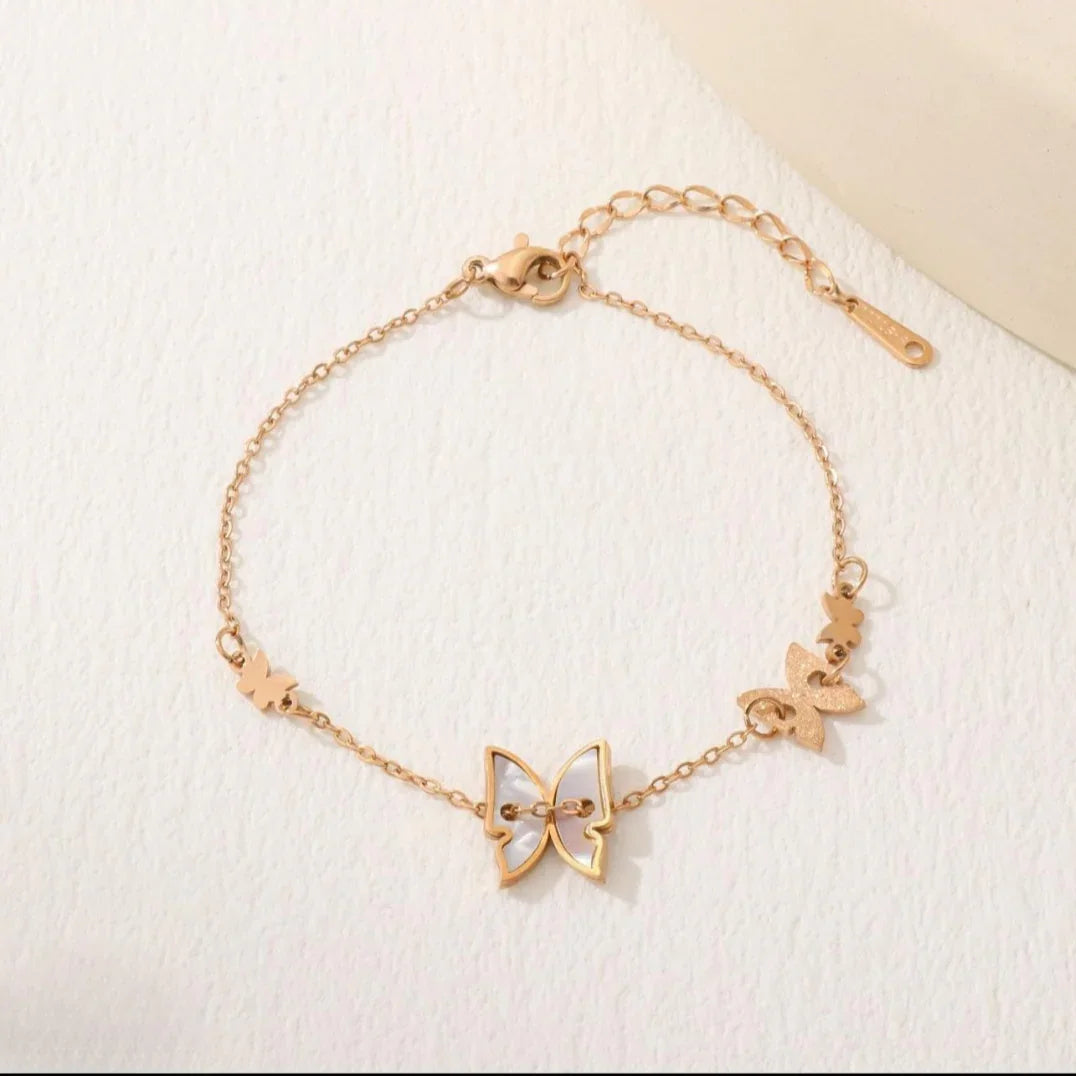 Butterfly Rosegold Plated Bracelet | Artisanal Handmade Jewellery - Artisanal Jewellery