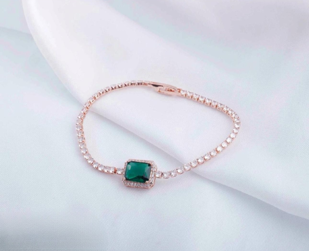 Zircon Diamond Rosegold Plated Bracelet | Artisanal Handmade Jewellery - Artisanal Jewellery