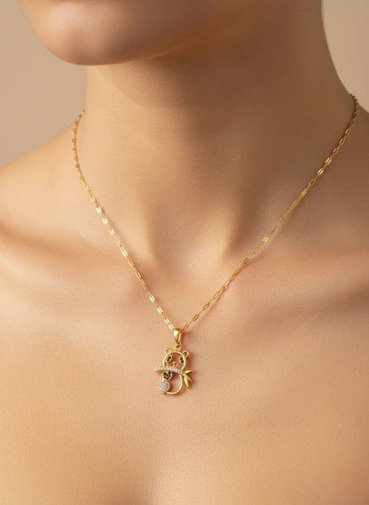 18K Gold-Plated Teddy Bear Heart Pendant Necklace for Women