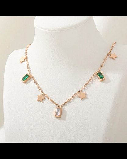 star diamond Rosegold Plated nacklace - Artisanal Jewellery