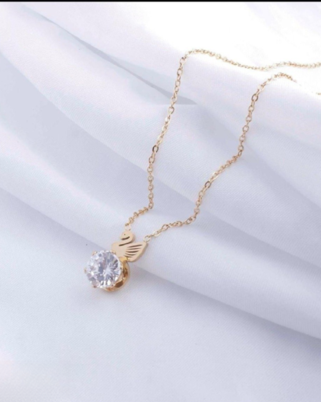 swan diamond 18k gold Plated cp - Artisanal Jewellery