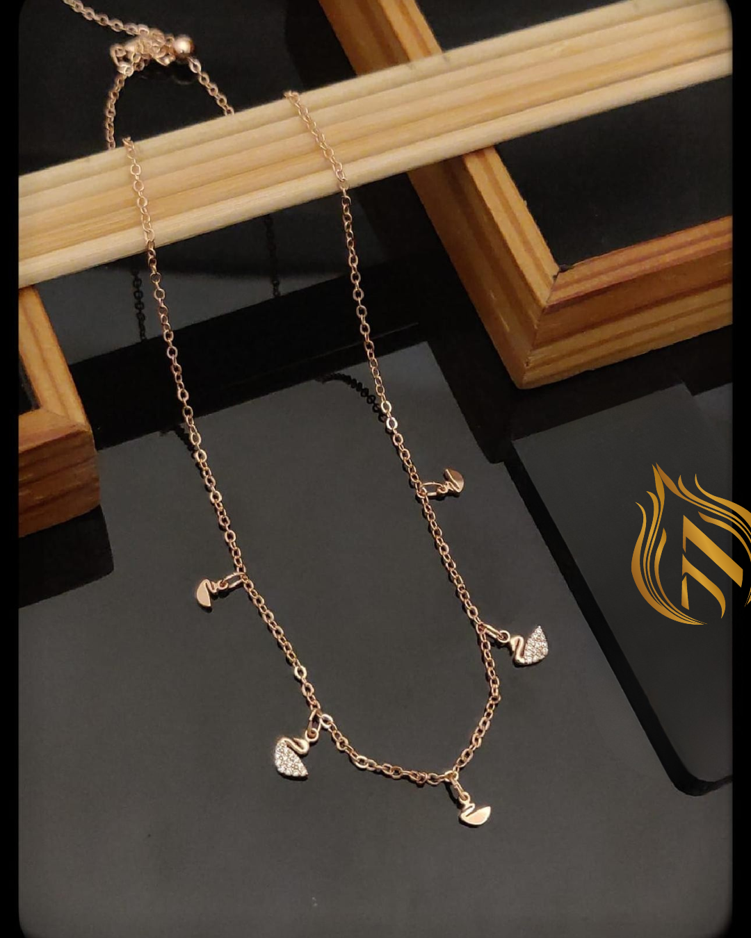 duck charm Rosegold Plated nacklace - Artisanal Jewellery