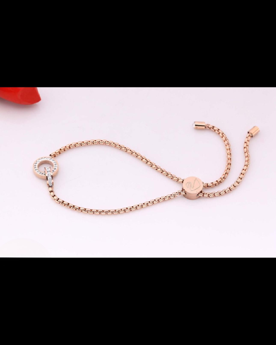 Ring Diamond Rosegold Plated Bracelet | Artisanal Handmade Jewellery - Artisanal Jewellery