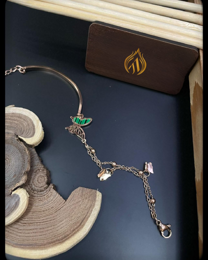 Butterfly Chain Kada 18K Gold Plated Bracelet | Artisanal Handmade Jewellery - Artisanal Jewellery