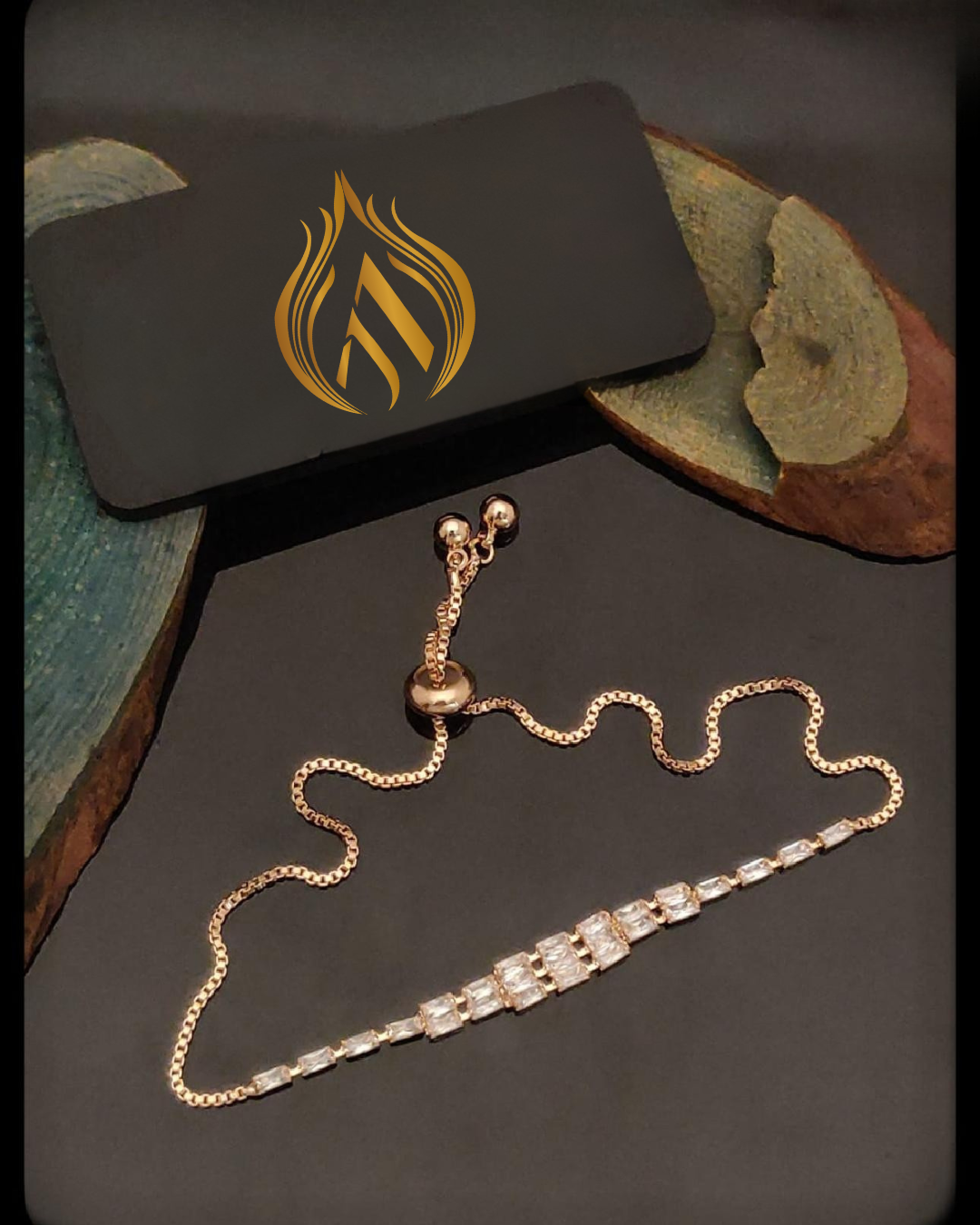 Qubic Diamond Rosegold Plated Bracelet | Artisanal Jewellery - Artisanal Jewellery