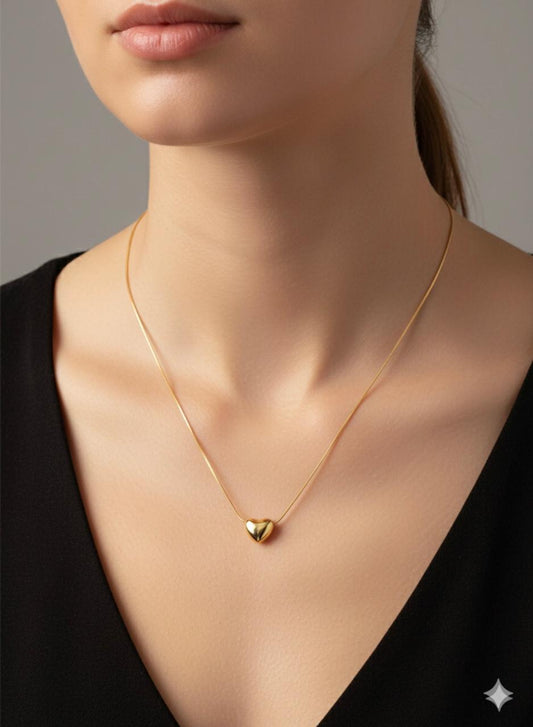 Gold Heart Pendant Necklace – Minimal Elegant Love Necklace for Women | Everyday Jewelry