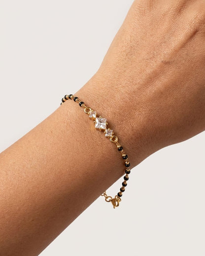Celeste 18K Gold Plated Black Bead Mangalsutra Bracelet