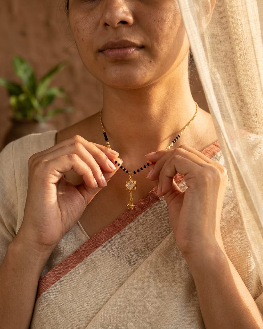 Aarika 18K Gold Plated CZ Tassel Mangalsutra Necklace