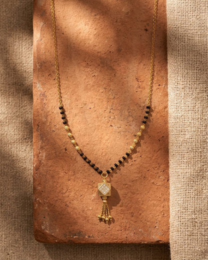 Aarika 18K Gold Plated CZ Tassel Mangalsutra Necklace