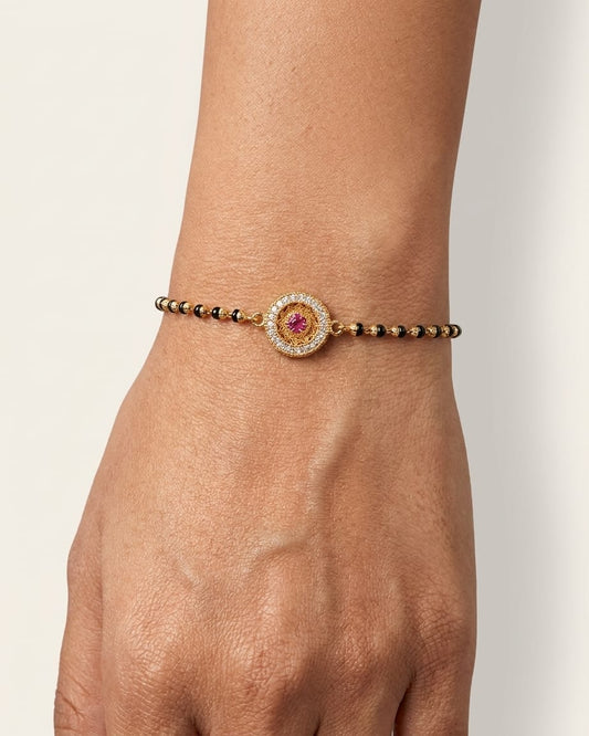 Aadhya 18K Gold Plated Floral CZ Mangalsutra Bracelet