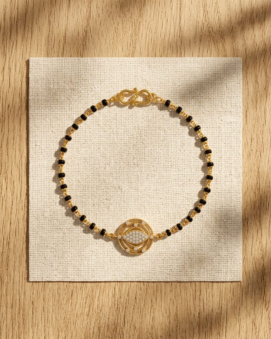 Aurelia 18K Gold Plated Evil Eye CZ Mangalsutra Bracelet