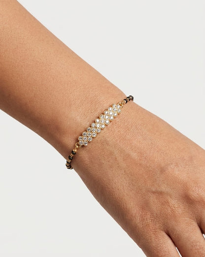 Elara 18K Gold Plated Floral CZ Mangalsutra Bracelet