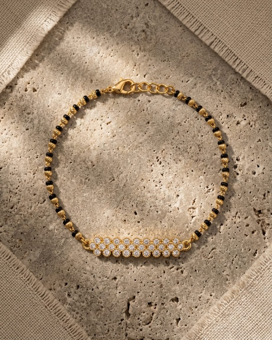 Elara 18K Gold Plated Floral CZ Mangalsutra Bracelet