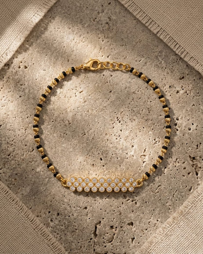 Elara 18K Gold Plated Floral CZ Mangalsutra Bracelet