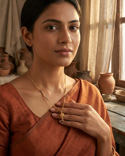 Aarini 18K Gold Plated Beaded Tassel Mangalsutra Necklace