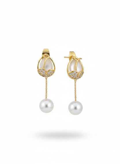 White Pearl 18K Gold-Plated Earrings | Artisanal Handmade Jewellery - Artisanal Jewellery
