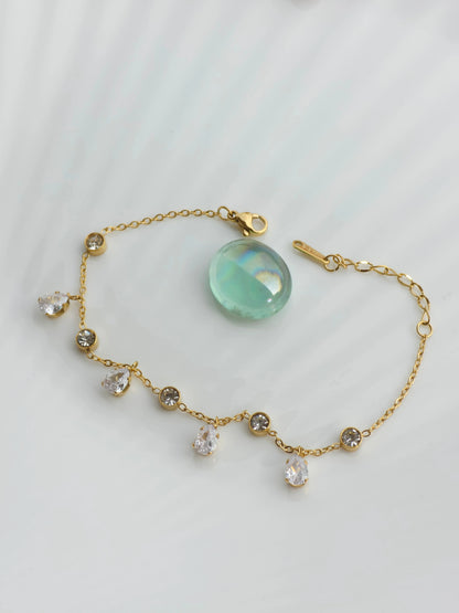 White Stone 18K Gold Plated Bracelet | Artisanal Handmade Jewellery - Artisanal Jewellery