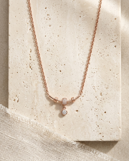 Elegant Charm Drop Necklace – Rose Gold Chain with Crystal Pendant | Minimal Luxury Everyday Jewellery